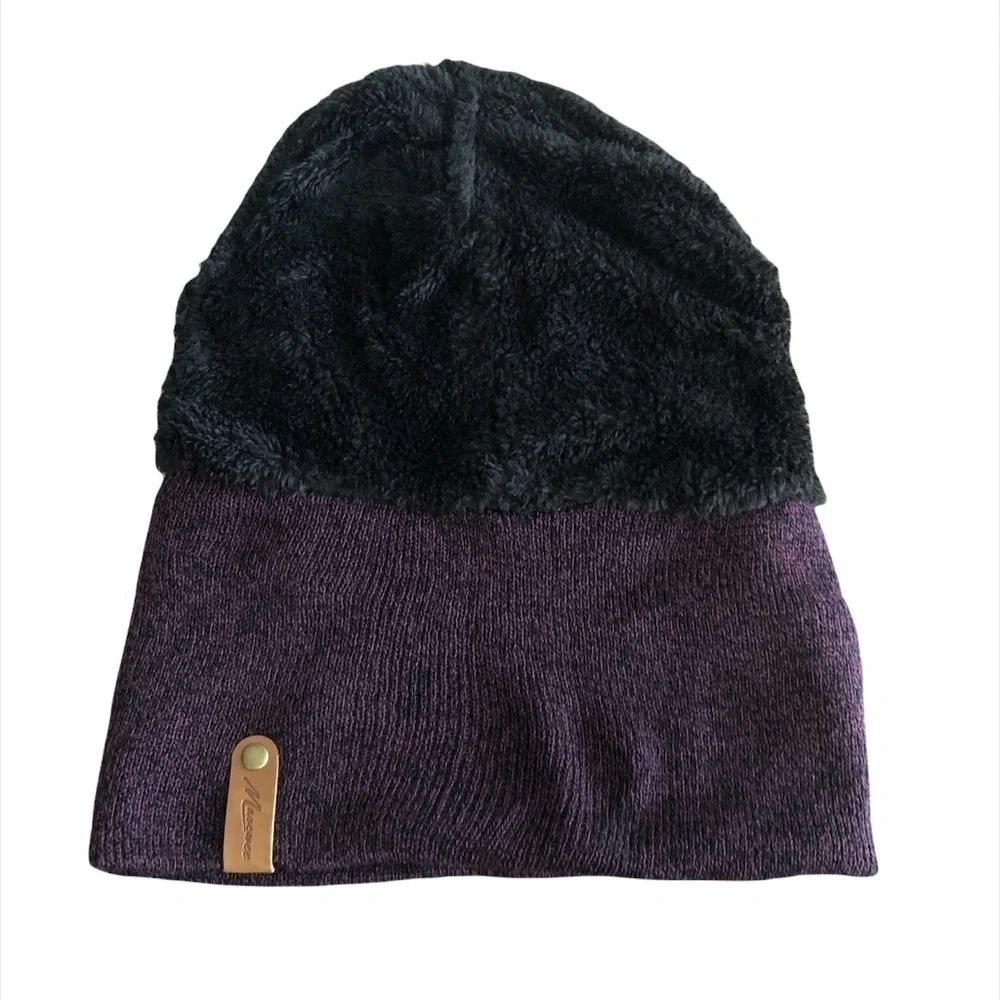 MAOCWEE Beanie Hat Unisex O/S Purple Winter Hat Rib-Knit Stretchy - Picture 8 of 9